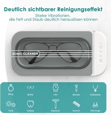 Ультразвукова очищувач KECOOLKE для ювелірних виробів, кілець, монет та окулярів з цифровим таймером (сірий)