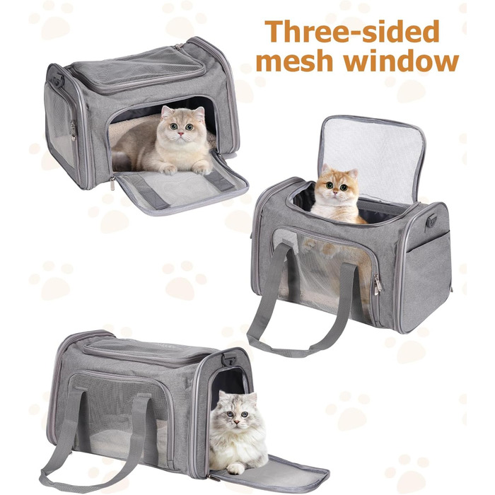 Транспортна переноска для кота та собаки, складана, сірого кольору (L)
