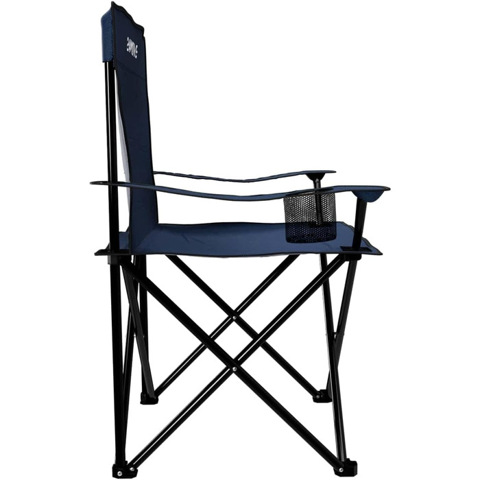 Складний стілець 24MOVE® блакитний для кемпінгу, риболовлі з підсклянником - садовий, розкладний стілець для відпочинку, поліестер, для вулиці та дому
