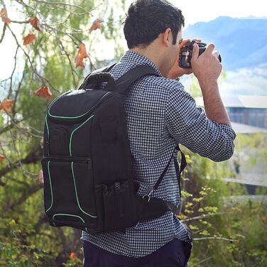 Рюкзак для камери USA Gear DSLR, фоторюкзак з захистом від ударів, кишеня для ноутбука 43,18 см, водонепроникний, регульоване сховище для об'єктивів та тринога (зелений)