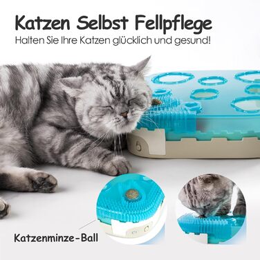 Migipaws Cat Toy, 7-in-1 Electric Interactive Cat Toy, Rolling Ball, Flexible Angel with Feathers, Catnip, Cat Grooming, Cardboard Cat House, Paw Palace for House Cats