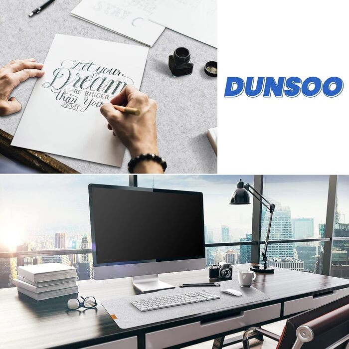 Підкладка для столу з фетру | 100x40 см | Нековзна килимок для миші | Великий фетровий килимок для офісу та дому | Захист столу (світло-сірий)