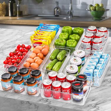 Refrigerator Organizer 10-Piece Set, Transparent Storage Boxes Organizer, High-Quality Pantry Food Storage Containers with Handle for Refrigerator, Kitchens, Cabinets - BPA Free