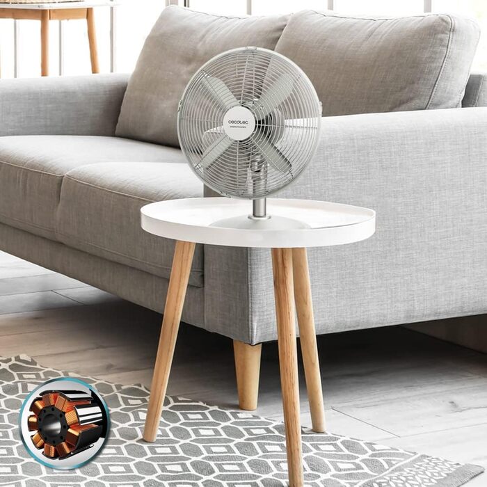 Вентилятор настільний Cecotec EnergySilence 610 SteelDesk, 40 Вт, сталевий, діаметр 30.5 см, 4 лопаті, 3 швидкості, осциляція, регулювання висоти