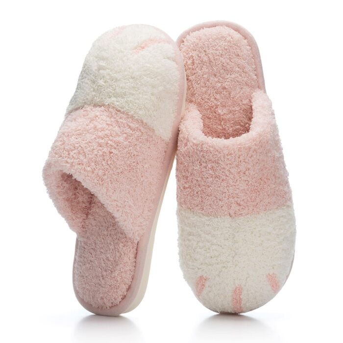 Теплі плюшеві тапочки для дому з принтом лап собак - жіночі та чоловічі, рожеві, 38/39 EU