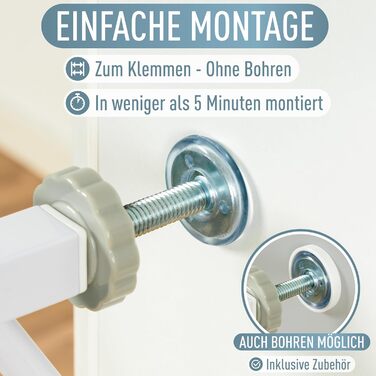 Захист для сходів IB STYLE для дітей - сітка для воріт, бар'єр для тварин, без свердління, білий, 67-75 см