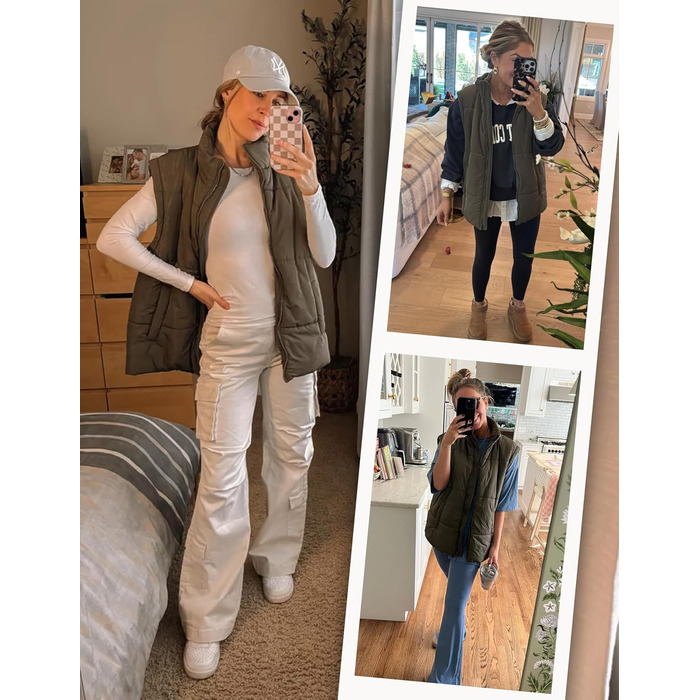 Зимова жилетка для жінок великого розміру, стегана, легка, з високим коміром, без рукавів, з утеплювачем, пуховик, куртка з кишенями, армійний зелений XL