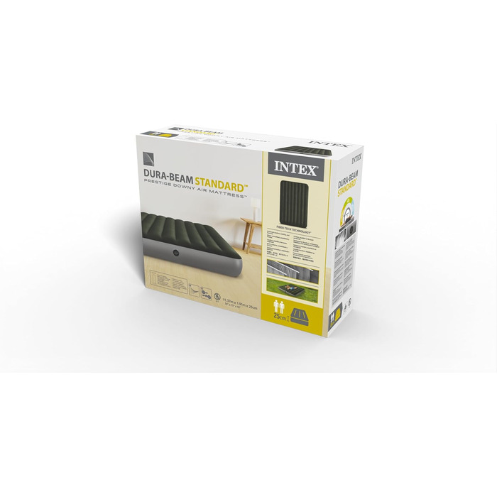 Надувний матрац Intex DURA-Beam Prestige Downy, California King (191x152x22 см), різнокольоровий