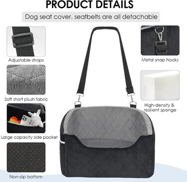 Автомобільний лежак для собак Mozvvco - зручний та м'який, 2-в-1, чорний