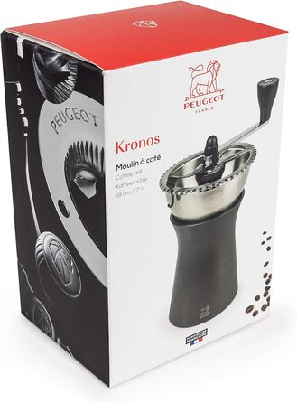 Кавомолка Peugeot Kronos ручна, штифтове мащення, шліфовальний механізм із нержавіючої сталі, регульований помел, колір шоколадно-коричневий