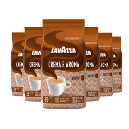 Кава в зернах Lavazza Crema e Aroma, середнього обсмаження, 60% арабіка та 40% робуста, інтенсивність 8/10, 1 кг (набір 6 упаковок, загальна вага 6 кг)