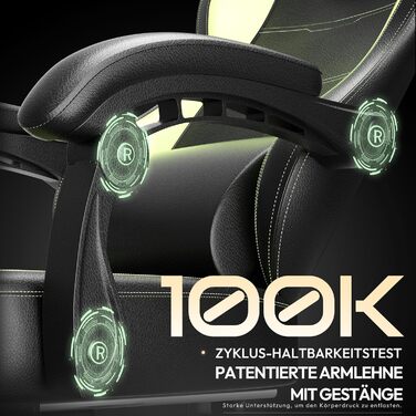 Ігровий крісло Dowinx з PU-шкіри, ергономічний дизайн, масаж, підтримка попереку, до 150 кг, світло-зелений