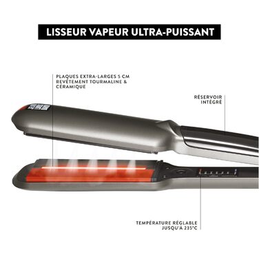 Випрямляч для волосся JEAN LOUIS DAVID JLD Steam Protect з інфрачервоєм та парою - регульована подача пари, великі керамічні пластини з турмаліном, професійний