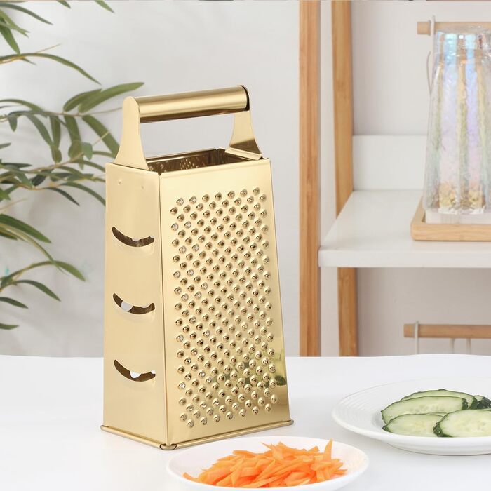 Терка кухонна YDware з нержавіючої сталі, квадратна, 23.7 см, для овочів, 1 шт. (Champagne Gold)