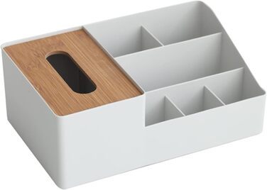 Tissue Box, Tissue Holder Box, Multifunctional Tissue Holder with Stylish Remote Control Desk, Cosmetic Tissue Box for Office Bedroom Car (B grey)