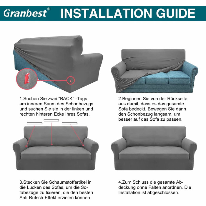 Granbest 1 Pack Thickened Couch Cover Durable Velvet Plush Sofa Cover for Oversized Couch High Stretch Couch Cover for Dogs, Pets Anti-Slip Furniture Protector for Living Room (4 Seater, Dark Green)