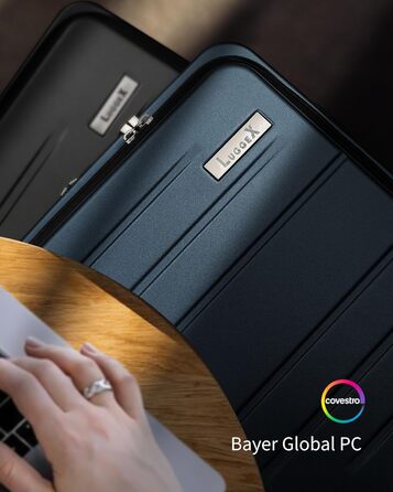 Чемодан-валіза LUGGEX на руці з відділенням для ноутбука – Розширюваний жорсткий кейс з полікарбонату з TSA-замком (56×38×24 см) (Блакитний)