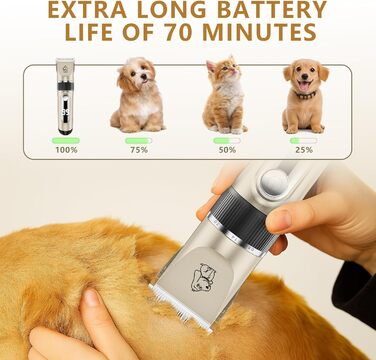Професійна машинка для стрижки тварин IPX7: тиха, бездротова, для собак та котів. Підходить для всіх типів шерсті