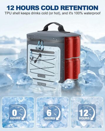 Чорна ізольована сумка-холодильник 24L для пікніків, пляжу, кемпінгу та транспортування продуктів