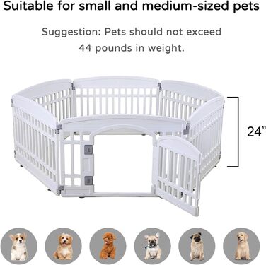 Лейсбірд для собак Gupamiga: розкладний загін з 6 панелей, білий, для дому та вулиці