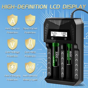 Зарядний пристрій для акумуляторів 18650 з LCD дисплеєм, 12 слотів, універсальний, швидка зарядка для 26650, 16340, 14500, 18350, 18500 AA AAA (тільки зарядний пристрій)