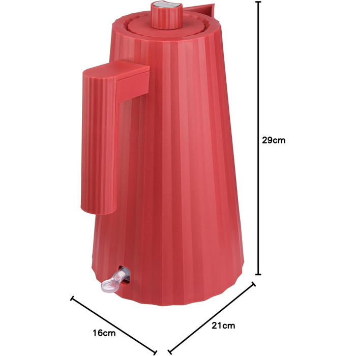 Alessi Plissé Red Electric Kettle - 1.7L, 2400W, Thermoplastic Resin, European Plug
