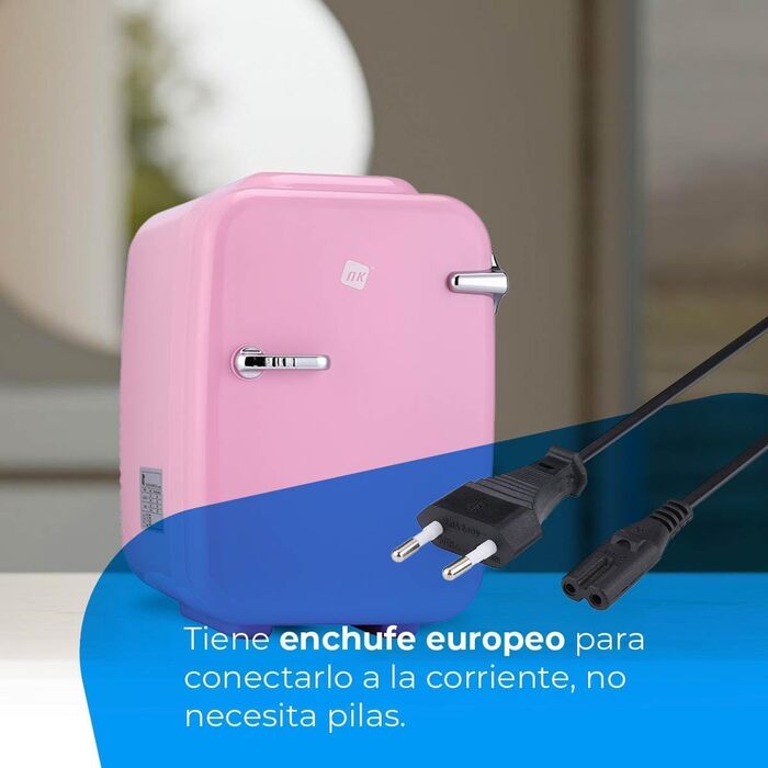 Портативний міні-холодильник NK, 4 літри, 12V-220V, охолодження та нагрів, рожевий