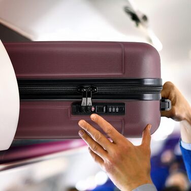 Набір валіз Flight Knight Premium з ABS-пластику, TSA-замком та USB-портом, 8 коліс (S 55см, M 67см, L 76.5см), бордовий