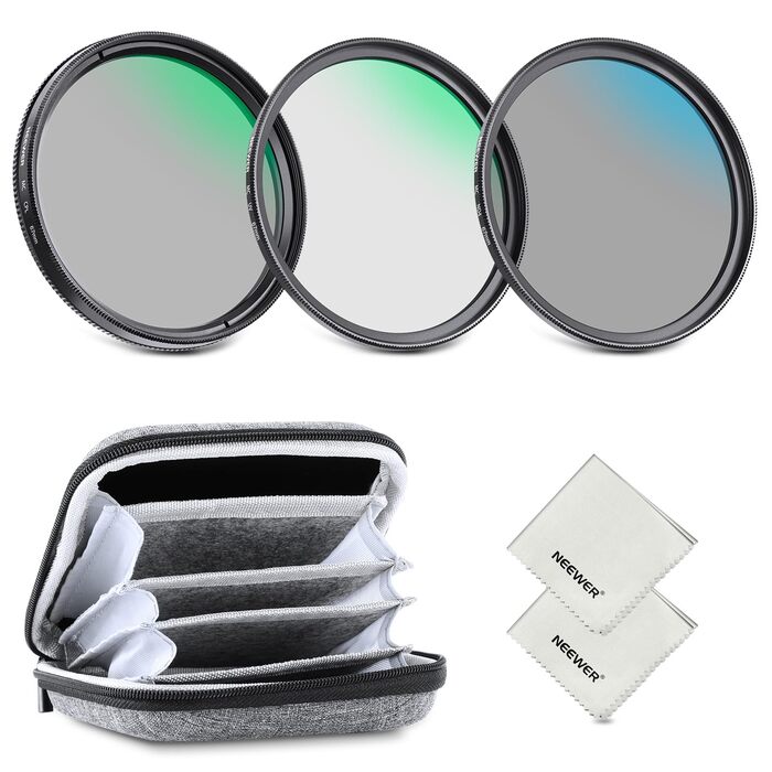 Набір фільтрів NEEWER 67mm ND (нейтральний) з кейсом: UV, CPL, ND4, поляризаційний, сірий фільтр для об'єктивів камер