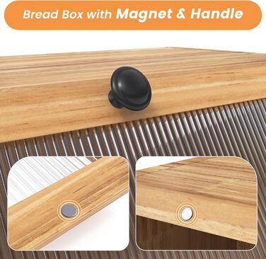 YOUDENOVA Скринька для хліба з дощечкою для нарізання, дерев'яний кошик для хліба, коробка для зберігання, бамбукова коробка для хліба, солі та перечниці, 39x25x20 (ДхШхВ) см, (Bois)