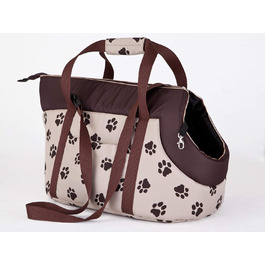 Сумка-переноска для собак та котів, розмір S/L, бежева з лапками