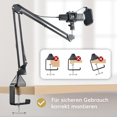 USB мікрофон TONOR TC30 з підставкою, поп-фільтром та мікрофонною павутиною для стримінгу, подкастингу та запису голосу. Сумісний з ПК та ноутбуком