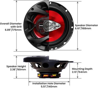 Автомобільна акустика Boss Audio Chaos Series, 3-смугові, 16,5 см (6,5 дюйма), одна колонка