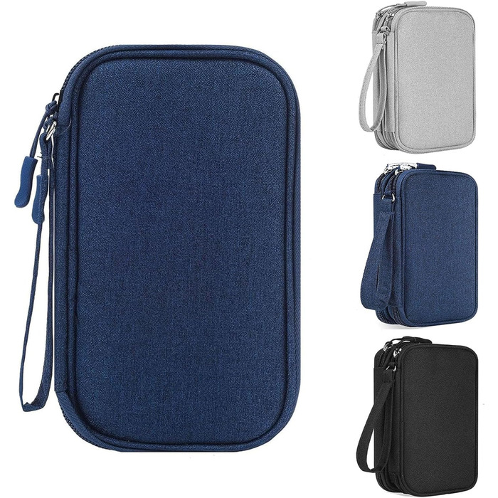 Органайзер для кабелів та аксесуарів для подорожей, універсальний, блакитний