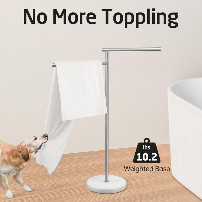 Підставка для рушників KES Gold, підлого типу, з нержавіючої сталі 18/8, з мамарморовою основою, BTH219-BZ, щітка, золота (2-х ярусна)