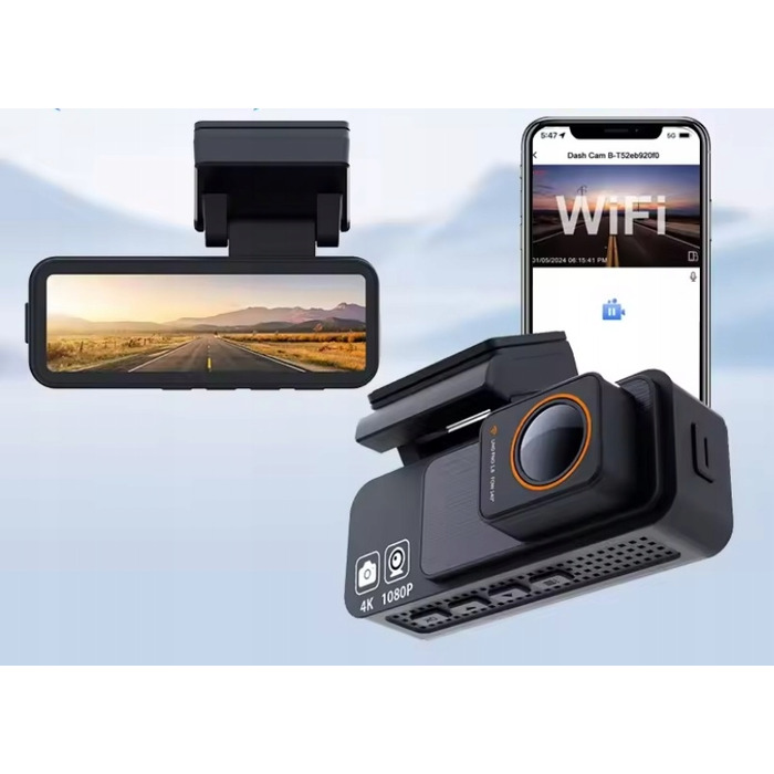 Автомобільний відеореєстратор Fastcam M9 4K UHD з Wi-Fi, кутом огляду 170° та задньою камерою