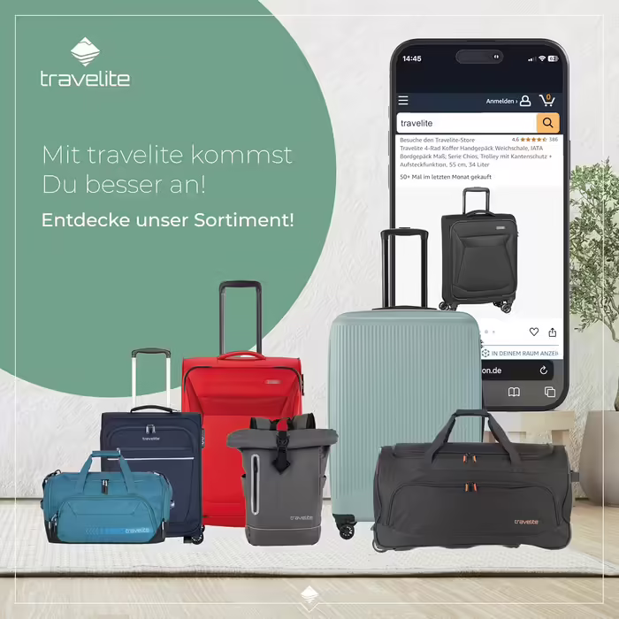 Travelite 4-Wheel Luggage Size L, Softshell, Chios Luggage Series with Expandable Folding and Edge Protection, Trolley with Timeless Design, 78 cm, 90-97 Liters (Trolley Size L (78 cm), Red)