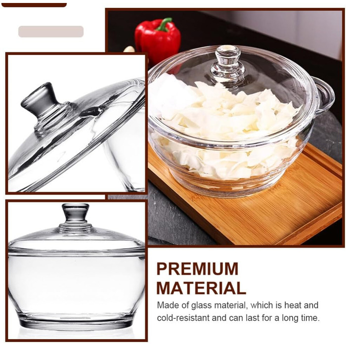 Cabilock Glass Pot Soup Pot Glass Pot Induction Pot Glass Pan Heat-Resistant Glass Pot Borosilicate Glass Pot Braising Pot Noodle Bowl For Transparent M Yogurt Casserole
