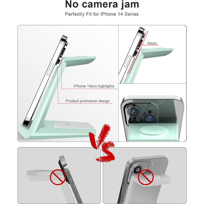 Бездротова зарядка 3-в-1 для Apple Watch, iPhone та AirPods Pro (білий/зелений)