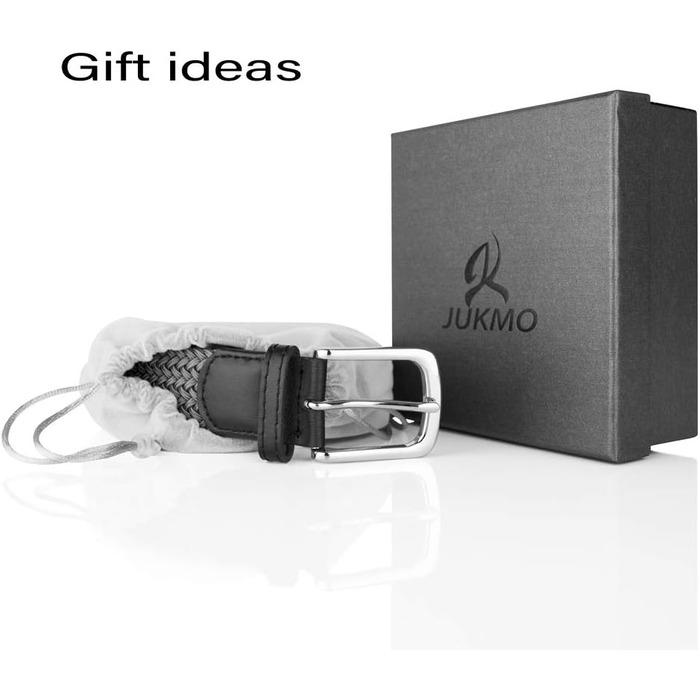 Еластичний плетений ремінь JUKMO сірого кольору, розмір XL (101-110 см, довжина 125 см)