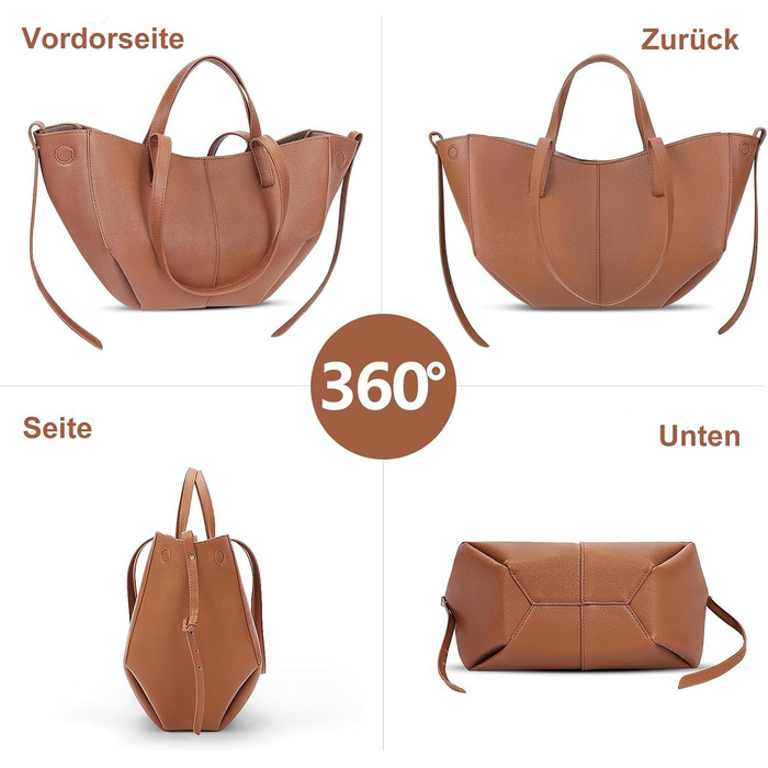 Жіноча сумка-шопер TIAASTAP з екошкіри, елегантна сумка на плече для університету, покупок, подорожей (Camelbraun Mini)