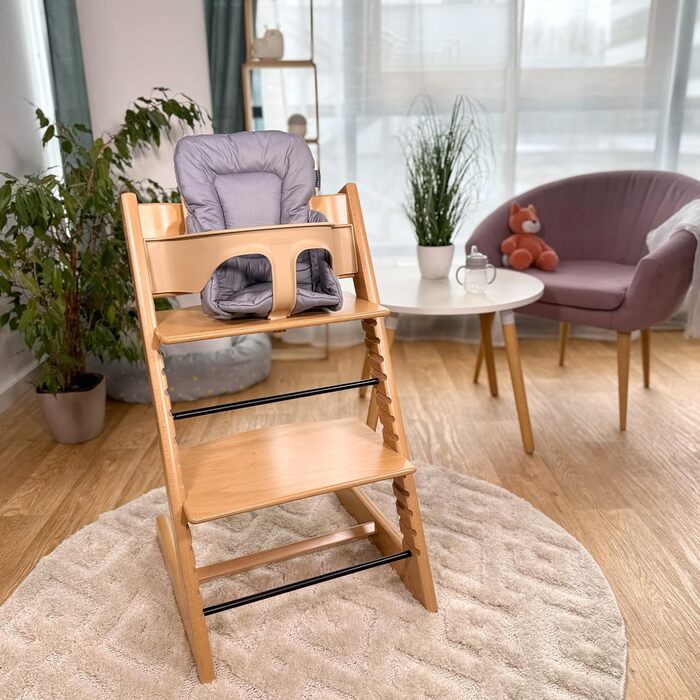 LaLoona High Chair Seat Reducer for Stokke Tripp Trapp - Baby Seat Cushion Coated & Washable, OEKO-TEX Standard 100 Tested and Machine Washable - Grey Grey Coated