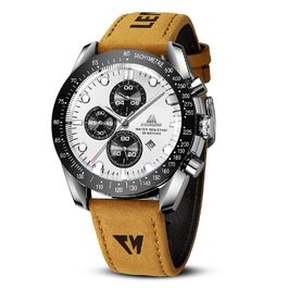 Годинник чоловічий LN LENQIN: аналоговий кварцовий годинник з датою, водостійкий 30M, модальний дизайн (колір: коричневий, срібний, білий)