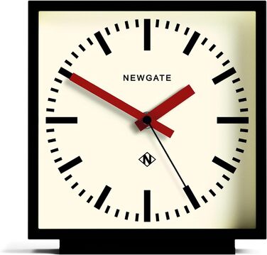 NEWGATE® Amp Silent Sweep Clock – 'No Tick' – a Modern Mantel Clock – Clocks for Living Rooms – Office Clock – Desk Clock – Mantel Clocks – Station Dial (Red)