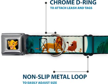 Нашийник для собак з кріпленням для автопасків, Lion King Simba & Pumba, 9-15 дюймів, ширина 2.5 см, підходить для малих собак