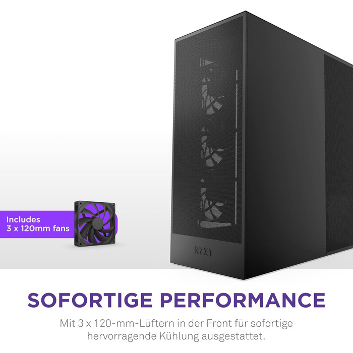 Корпус NZXT H7 Flow: Mid-Tower з покращеною вентиляцією | Чорний | Підтримка 3 x 120мм вентиляторів для GPU | 3 x 120мм фронтальні вентилятори | 420мм радіатор