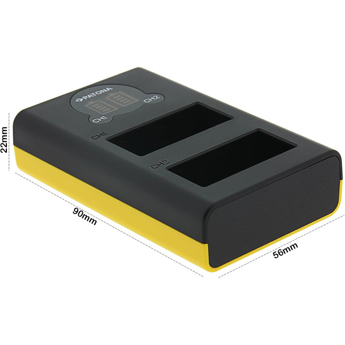 Зарядний пристрій Patona Dual LCD USB-C для акумуляторів Fujifilm NP-W126s/NP-W126 (X-T5, X-T50, X100VI, X-S10, X-T30, X-Pro3) з дисплеєм заряду + USB-кабель