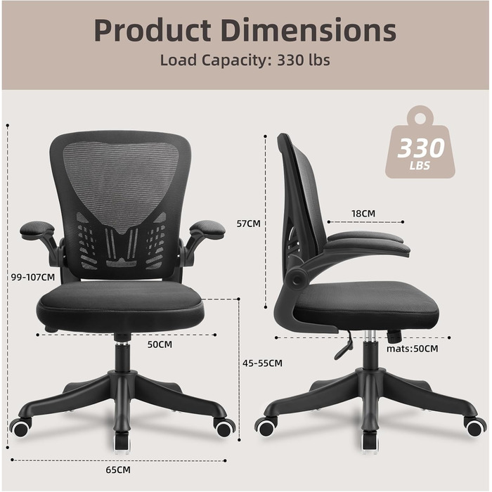 Ергономічне офісне крісло з підтримкою попереку та регульованою підголівником, велике сидіння, для офісу та дому (без підголівника)