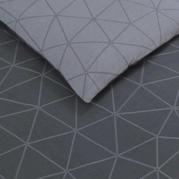 Комплект постільної білизни Vision Wendebettwäsche Антрацит/Сірий (260x240 см) з двома наволочками для двоспального ліжка, 100% бавовна