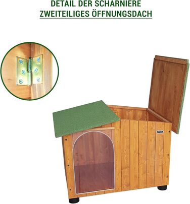 Будка для собак Legno Oasi з термозавісою (119x90x87 см) - для німецької доги, з масивного дерева, Made in Italy